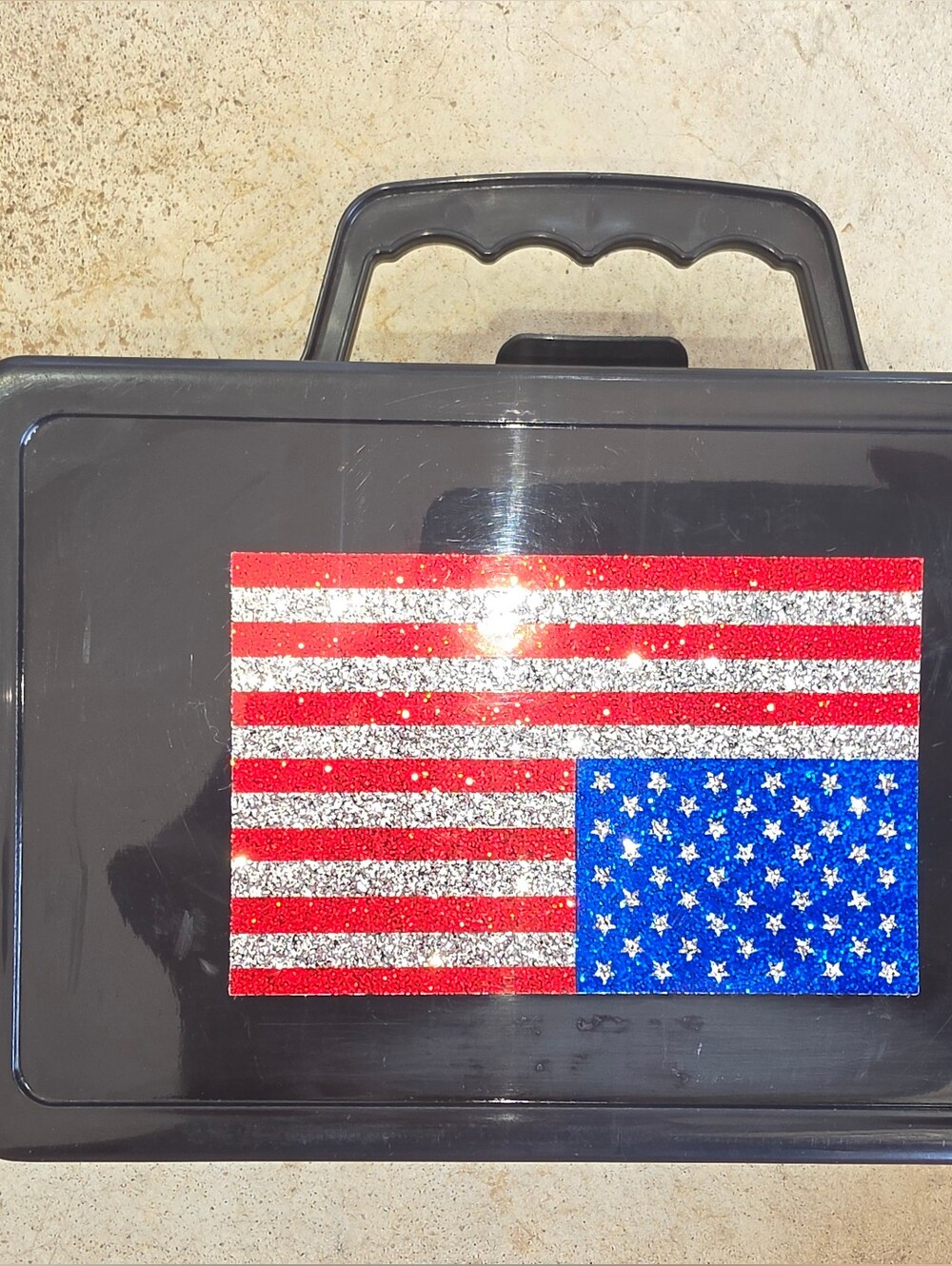 American Flag Black Hard Plastic Carrying Storage Case